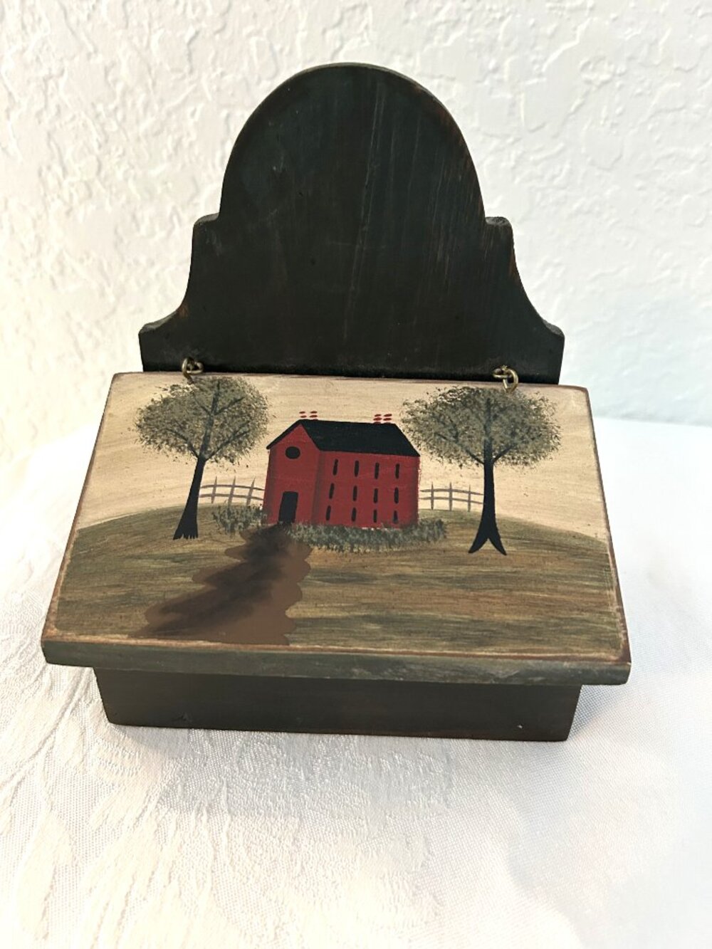 Vintage Hanging Wood Shaker Salt Box